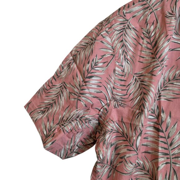 🔴 Jachs NY Shirt Mens Large Palm Print Short Sleeve Button Up Pink Gray - Picture 5 of 14